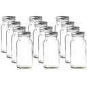 U-Pack 24pieces of Square Glass Spice Bottles 4 oz Spice Jars with Silver Metal Lids, Shaker Tops, and Labels