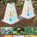 20 Pack Garden Cloches for Plants,9.4" H X 7.8" D Reusable Bell Plant Protector with 40 Ground Stakes and Rotary Vent Cover,Plant Covers Freeze Protection from Animals Snails Birds Chickens (White)