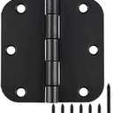 TDCHINGES 6 Pack Rounded Matte Black Door Hinges 3.5 Inch 5/8" Radius Interior 3 1/2 Inch Flat Iron Bifold Easy Installation Standard Hinge No Squeak,Bedroom Indoor for Doors 3 ½" Hardware Controls