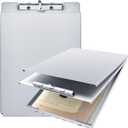 Henoyso 1 Pcs Metal Storage Clipboard Bulk Heavy Duty Aluminum Clip Board for Teacher Contractor Medical Construction Office School Classroom, 12.6x9.2x1 Inch, Fit Letter Size 8.5x11 Inch Paper
