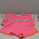 LovelyWholesale Women 2 Piece Outfits Color Block T Shirt with Shorts Set Summer Tracksuit (X-Large, Pink)