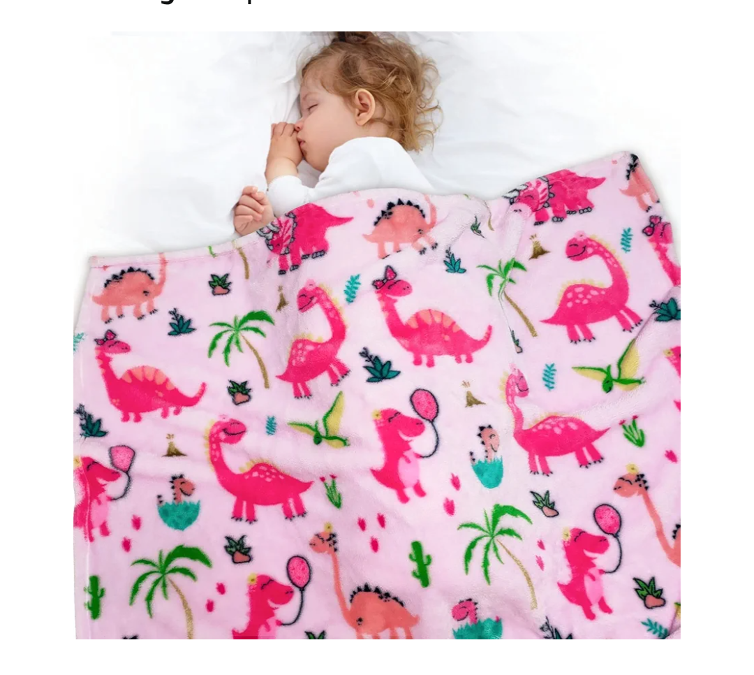 Lukeight Pink Dinosaur Toddler Blanket for Girls and Boys, Plush and Thick Girls Blanket Birthday Gifts for Toddler and Baby (Dinosaur, 30x40 Inches