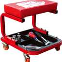 Torin TR6300 Red Rolling Creeper Garage/Shop Seat: Padded Mechanic Stool with Tool Tray Large (Medium)