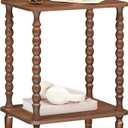 HOOBRO End Table, 2-Tier Small Side Table with Spindle Legs, Walnut Nightstand with Storage Shelves, Sofa Side Table, for Small Space, Living Room, Bedroom, Measuring 15"L x 11"W x 21.7"H