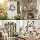 Suncalla Easter Bunny Wreaths for Front Door Artificial Spring Floral Wreath with Pastel Eggs Easter Rabbit Wreath Decoration for Home Indoor Outdoor Window Wall Holiday Party Decor