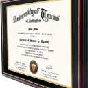GraduationMall 14x17 Diploma Frame with Black over Gold Mat or Display 16x20 Certificate without Mat,Solid Wood & Tempered Glass,Cherry Finish with Gold Trim