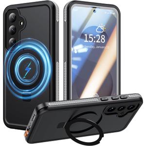 ANTSHARE for Samsung Galaxy S25 Plus Case Waterproof, Galaxy S25 Plus Case with [Compatible with Magnetic & Stand] [IP68 Underwater] [Built in Screen Protector], Shockproof Case for S25 Plus 6.7 (Black)