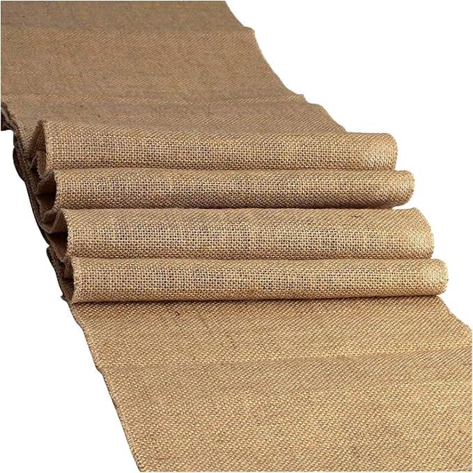 Ling's moment 12 x 70 Inches Jute Farmhouse Table Runner Burlap Table Decor Bamboo for Winter Rustic Wedding Decorations Woodland Baby Shower Country Kitchen Boho Out Table Decor, 6 Pack