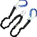 AFP 6FT Double Leg Internal Shock Absorbing Safety Fall Protection Lanyard with Dual Aluminum Pelican Rebar & Steel Snap Hook |Heavy-Duty Webbing | OSHA & ANSI Rated (Aluminum)
