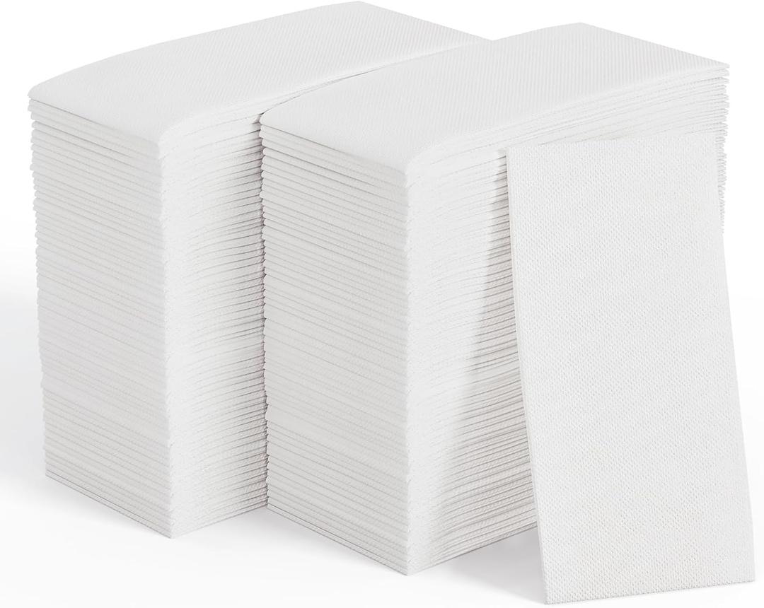JOLLY CHEF 600 Pack Disposable Paper Napkins, Soft Bathroom Napkins for Guests, 2-Ply White Paper Hand Towels for Halloween, Wedding, Thanksgiving