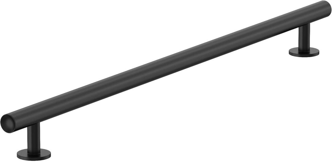 Amerock BP54051FB | Matte Black Appliance Pull | 18 inch (457mm) Center-to-Center Cabinet Handle | Radius | Furniture Hardware