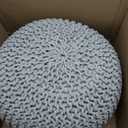 Palisa Grey Pouf Ottoman 20x20x14 Inches | Knitted Round Pouffe for Extra Sitting | Multipurpose Accent Seating for Living Room and Bedroom