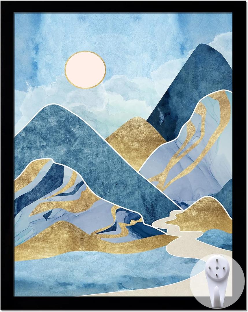 Black Picture Frame, 11x14 Picture Frame for Photo Poster Canvas Certificate Document Display Horizontally or Vertically High Transparent Wall Gallery(Size 11 x 14 inches)