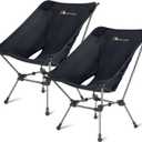 MOON LENCE Portable Camping Chair Plus, Upgraded Comfort & Size, Compact and Lightweight Still, Folding Chair for Backpacking & Hiking, 330Lbs Capacity (Black 2 Pack)
