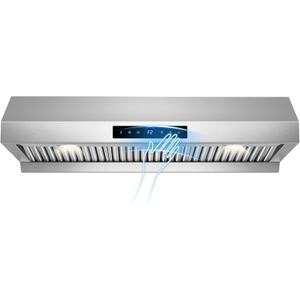 36 inch Under Cabinet Range Hood 1200 CFM with 4-Speed Gesture Sensing & Touch Control, Stainless Steel Kitchen Stove Vent Hoods with 2 LED Lights, Time Setting, Dishwasher-Safe Baffle Filters