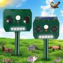 Solar Animal Repellent Ultrasonic Animal Repeller Outdoor with Strobe Light & Motion Sensor, Solar Deterrent Devices for Deer Cat Raccoon Squirrel Skunk Rabbit Repellent for Yard Garden Farm
