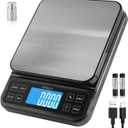 BOMATA Large Kitchen Scale with 0.1g/0.001oz High Precision, 5kg/11lb Bakery Scale with% Percentage Function, USB Rechargeable, Full-View Angle LCD with Backlight, Stainless Steel Pan (Black)