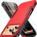 AEDILYS®Shockproof® for iPhone 17 Pro Max Case,[15 FT Military Grade Drop Protection],with 2X [Kevlar® 9H Glass Screen Protector] with Air Bumpers Full-Body Protective Phone Case, Red