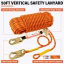 Safety Harness Fall Protection Kit - Roofing Harnesses 50ft Safety Rope Lanyard Kit 5 Gallon Bucket Kit Roof Top Anchor Construction Work 20pcs Nails Included