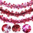 Meag-L 3 Pcs Valentines Day Decorations Heart Tinsel Garland Total 29.5Ft Red Pink White Valentines Day Decor for Home Mantle Tree Indoor Outdoor Wedding Metallic Hanging Wreath Supplies