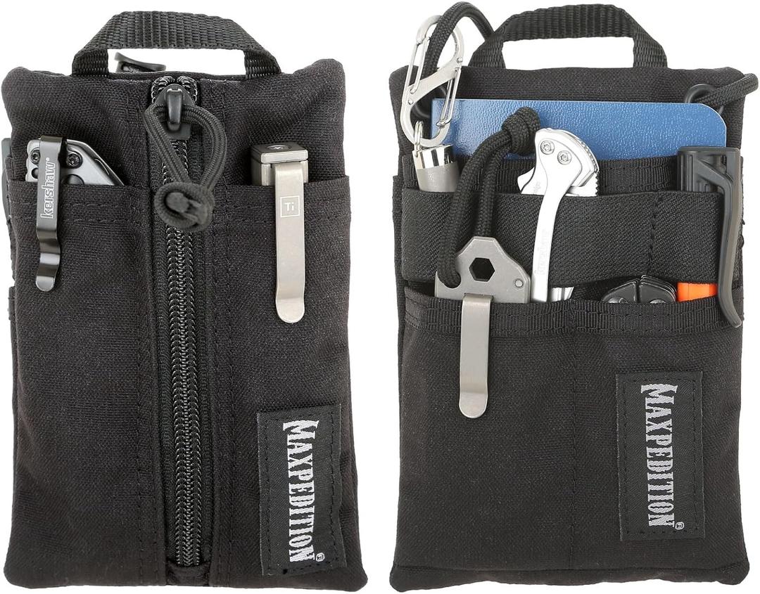 MAXPEDITION Platy Pocket Organizer, Durable EDC Tool Pouch for Men, Neck Wallet with Paracord Lanyard, Holds Flashlight, Multitool, Pen, Notebook (4" x 6", Black)