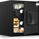1.6 Cu ft Small Fireproof Safe Box, Digital Security Home Safes Water and Fireproof with Electronic Keypad Keys and Alarm System, Fire Safe for Home Money Medicine Valuables