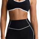 Aoxjox Women's Color Block Workout Sports Bras Fitness Backless Padded Lexi Lined Strappy Bra Athletic Yoga Crop Tank Top (Medium, Black and White)