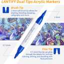 Dual Tip Acrylic Markers : 48-Color Brush & Fine Point Paint Pens - Water Based Markers Set with Portable Case for School Classroom Scrapbook Painting Drawing Coloring