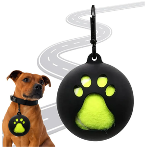 Dog Tennis Ball Holder Accessory - Leash Attachment, Lightweight Silicone for Convenient and Fun Playtime - Fits Standard Tennis Ball Size (Black) 2 Pcs