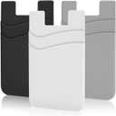 SHANSHUI Phone Wallet, Credit Card Holder for Back of Phone Case Wallet Pocket Stick on ID Bussiness Cards Sticky Pouch Compatible with iPhone, Samsung Galaxy, Android - 3 Pack Black Grey White