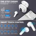 Wireless Earbuds, Bluetooth 5.4 Headphones 50H Playback Bass Stereo Ear Buds with 4 ENC Cancelling Mics, in-Ear Earphones with LED Display, IP7 Waterproof USB-C for Laptop Pad Phones Workout Rose Gold