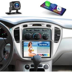 2+64G Radio for Toyota Highlander 2001-2007 CarPlay Car Stereo Android 15 Touchscreen 9" Android Auto Backup Camera GPS EQ 28UI