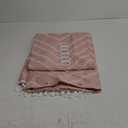 Extra Long Pink Boho Shower Curtain with White Tassel, Woven Fabric Cute Shower Curtain, Tufted Chevron Striped, 72 x 78, Modern Chic Textured Minimalist Bathroom Shower Curtain