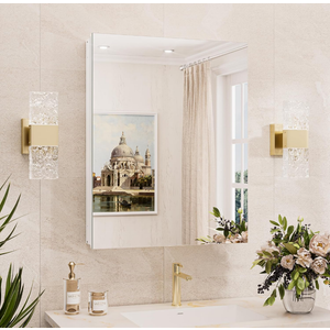 24" x 4.5" x 15" Medicine Cabinet Mirror with Storage Tempered, Aluminum Surface Mount or Recessed Medicine Cabinet White with Adjustable Shelves for Bathroom Vanity Modern Farmhouse