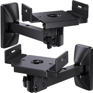Pipishell Speaker Wall Mounts, Dual Side Clamping Bookshelf Mounting Bracket, Speaker Mounts for Surround Sound, Bookshelf Speakers up to 55 lbs, 1 Pair