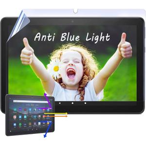 IPROKKO 2 Pack Anti-Blue Light Screen Protector for Fire HD 10 Tablet (10.1 Inch) - Fire HD 10 Plus/Kids/Kids Pro Anti Glare Screen Film
