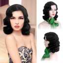 Black 20s Wig for Women Long Finger Wave Party Wigs Synthetic Full Vintage Wigs for Womens Lady Cosplay Costume Fancy Dress 1920s Flapper Wig