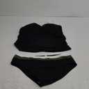 Daci Bandeau Tankini Swimsuits for Women - Two Piece Ruched Tummy Control Bathing Suit Strapless Swimwear with Bottom (X-Large, Black Color Block)