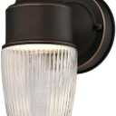 Westinghouse 6106900 One-Light LED Outdoor Wall Fixture with Dusk to Dawn Sensor, Oil Rubbed Bronze Finish with Clear Ribbed Glass , Oil-rubbed Bronze