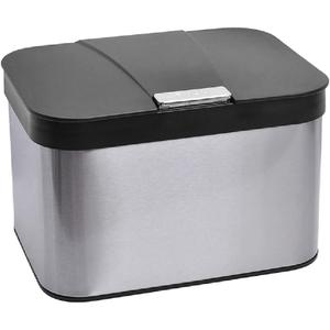 Compost Bin for Kitchen, Countertop Compost Bin, Body Stainless Steel with Lid, 1.13 Gallon with Inner Bucket Compact and Easy Clean (Black Silver)