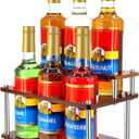 Coffee Syrup Organizer Rack,2-Tier Coffee Syrup Stand Holder for Coffee Station Countertop,6 Bottles Storage Display Shelves for Wine, Dressing Cocktail in Coffee Bar