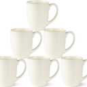 AmorArc 16oz Coffee Mugs Set of 6, Large Ceramic Coffee Mugs for Man, Woman, Dad, Mom, Modern Coffee Mugs with Handle for Tea/Latte/Cappuccino/Cocoa. Dishwasher&Microwave Safe, Light Beige