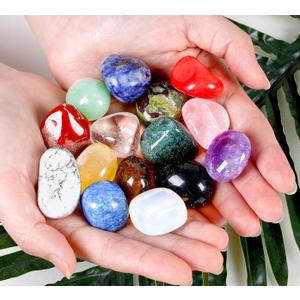 DUQGUHO 15 Pcs Natural Crystals Bulk Tumbled Stones Polished Irregular Quartz Crystal Set  Colored Rocks Gemstones Vase Filler Landscape Bottom Decoration Energy Reiki Beginners Decoration