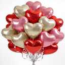 18 Inch Red & Pink & Champagne Gold Heart Balloons, 30 Pcs Heart Shaped Foil Balloons for Valentines Day, Wedding, Birthday - 10 Red, 10 Pink, 10 Champagne Gold Balloons set- Support Helium