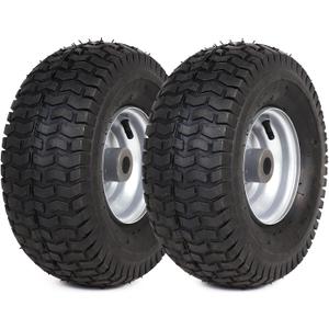 AR-PRO (2-Pack) 15 x 6.00-6 Front Tire and Wheel Assembly for Riding Mower Lawn Tractor, 3" Centered Hub, 3/4" Sintered Iron Bushings, 4Ply Pneumatic with Turf Tread