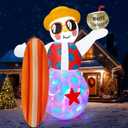 AerWo 8FT Funny Christmas Inflatables Outdoor Decoration, Hawaiian Inflatable Snowman Surfboard with Rotating LEDs, Christmas Blow Ups for Beach Christmas Decorations Outside Indoor Yard Xmas Decor
