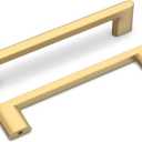 homdiy 5 Pack Matte Gold Cabinet Pulls 5 inch Hole Center Brushed Brass Kitchen Drawer Handles for Dresser Cupboard Living Room