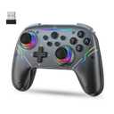 JDDWIN Wireless Controller for Switch 2/Switch/PC/Steam Deck, Hall Effect Joysticks & Triggers/Wake-up Function, Gamepad with RGB Light /Turbo/Programmable/ Dual Vibration Bluetooth USB Adapter for PC (Black)