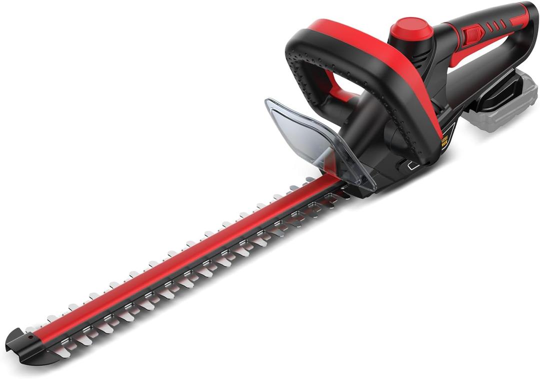 Hedge Trimmer for Milwaukee 18V Battery, Cordless Hedge Trimmer with 22'' Dual-Action Blade and Safety Lock, 1600PRM, 3/5'' Cutting Width (Battery Not Included) (Red)