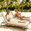 72 x 22 x 3.5 Inch Outdoor Chaise Lounge Cushion- Waterproof & Fade Resistant Patio Lounger Cushions with Removable Cover for Pool, Deck, Lawn(Beige)